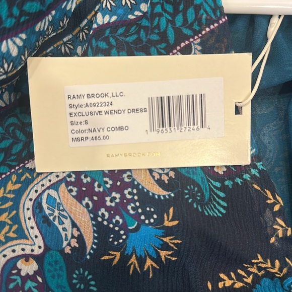 NWT Ramy Brook Exclusive Wendy Dress Silk High-Low Dress, Navy Combo Small, New - Picture 8 of 9
